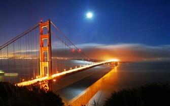 San Francisco Bridge Night Lights Computer Desktop Wallpaper