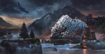 Olga Orlova Digital Art Fantasy City Ice Birds Trees