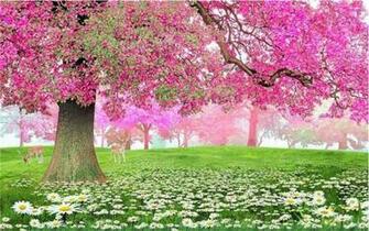 Custom 3d Photo Wallpaper Room Mural Cherry Tree Elk Natur