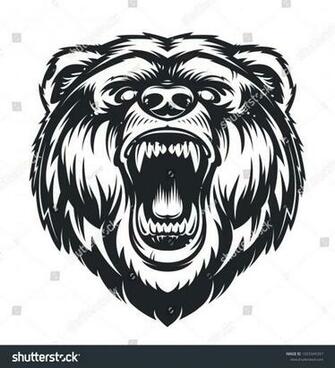 Vector Roaring Bear Isolated On White Background Furious