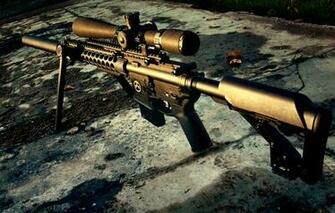 Wallpaper Sniper Rifle Weapon Sunset