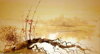 Wallpaper Snag River Chinese Painting Desktop