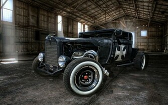 HDr Cars Rat Rod Barn Wallpaper