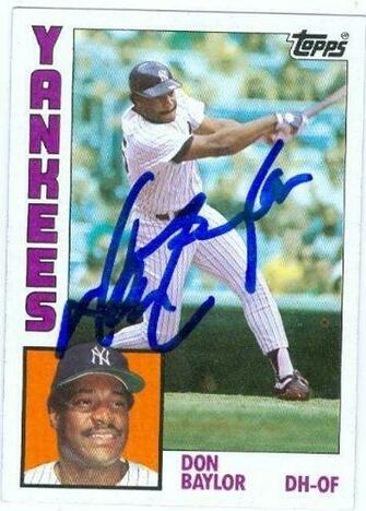 Don Baylor Autographed Baseball Card New York Yankees