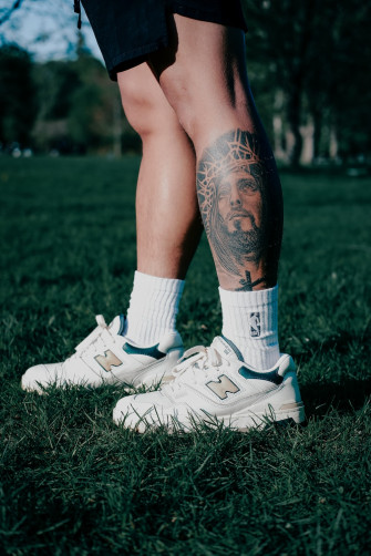 Person Wearing White Nike Athletic Shoes Photo Morningside