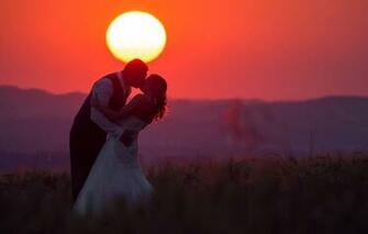 Wallpaper Love Fireball Twilight Sunset Kiss Hill Couple