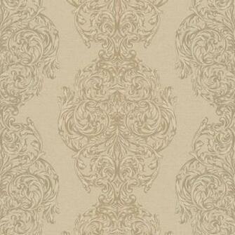 Beige Ornate Damask Stripe Wallpaper Wall Sticker Outlet