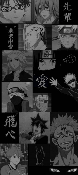 Ladda Ner Animecollage Svart Och Vit Pfp Wallpaper