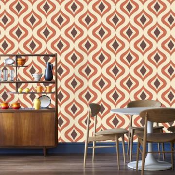 Graham And Brown Retro Waves Orange Wallpaper