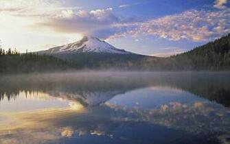 Lake Foggy Sky Hintergrundbilder Mountain Forest Frei