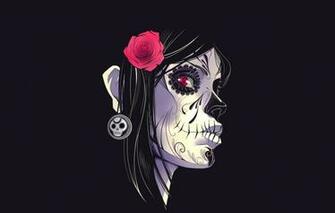 Wallpaper Flower Background Girl Paint Day Of The Dead