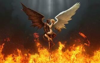 Fantasy Art Demon And Angel Computer Desktop Wallpaper