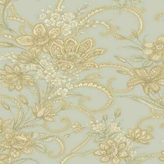 Show Details For Wren Blue Jacobean Floral Mosaic Wallpaper