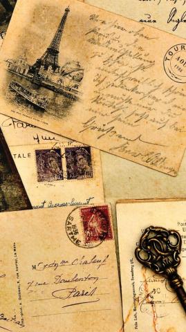 Vintage Letters Postcard Eiffel Tower Photo