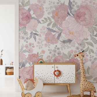 Penelope With Flowers Wallpaper Mural