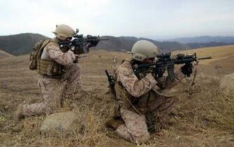 Wallpaper United States Marine Corps Soldiers Weapons Men
