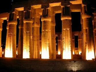 Egyptian Temple At Night In Luxor Buildings Wallpaper