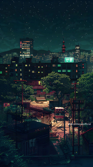 Pixel Art City Wallpaper