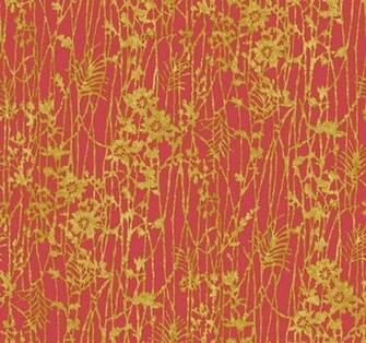 Wallpaper Designer Abstract Gold Faux Leaf And Floral On Red