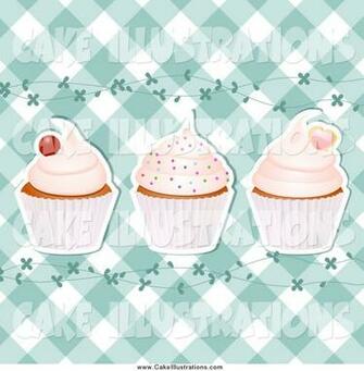 Illustration Vector Of A Blue Cupcake Background With Vines By Elaine