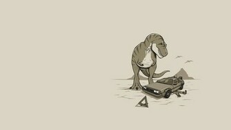 Minimalistic Dinosaurs Funny Delorean Back To The Future Wallpaper