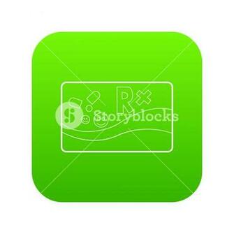 Medical Card Chronic Diseases Icon Green Vector Isolated On White