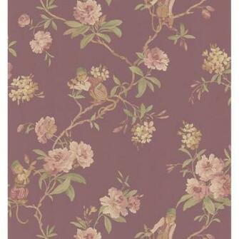 Burgundy Monkey Floral Wallpaper