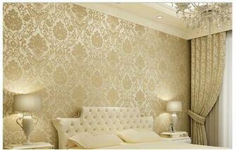 Vintage Classic Beige French Modern Damask Feature Wallpaper Wall