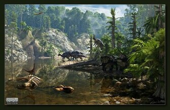 Jungle With Dinosaurs By Neanderdigital