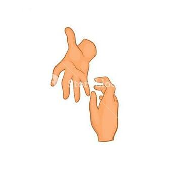 Helping Hand Icon In Cartoon Style Isolated On White Background