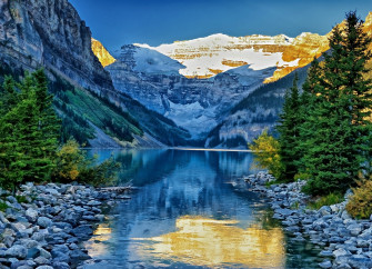 Alberta Canada Lake Mountains Rocks Wallpaper HD