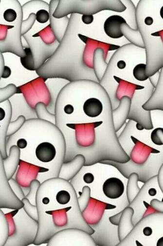 Black Cute Emoji Ghost Red Wallpaper White