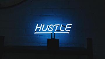 Wallpaper Hustle Neon Inscription Letters