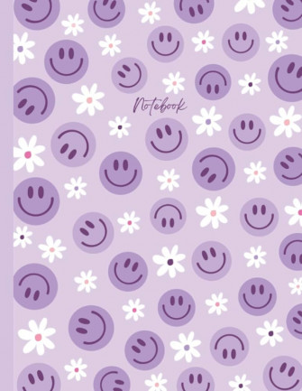 Notebook Preppy Smiley Face Aesthetic Cute Composition For Teen
