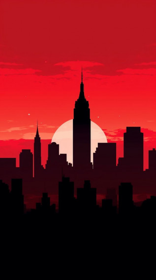 Vibrant Red New York City Skyline Wallpaper For Android And iPhone