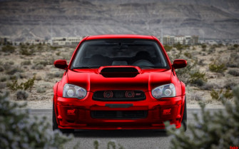 Subaru Impreza Sti Wrx Red Front Wallpaper
