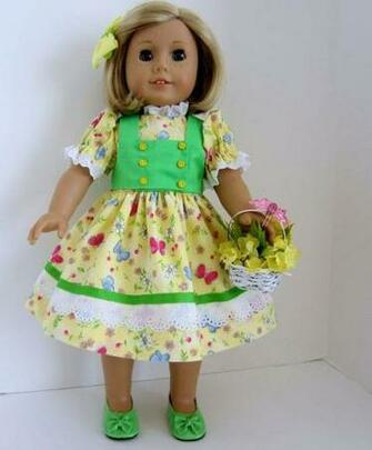 American Girl Doll Butterflies On A Yellow Background