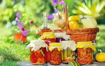 Canning Jars Glass Vegetables Still Life Summer Oil Wallpaper