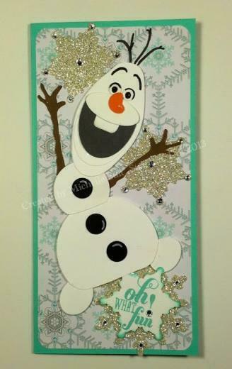 Christmas Frozen Olaf Paper Craft With Crystal Embellished