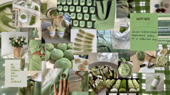Aesthetic Collage Sage Green Wallpaper Desktop