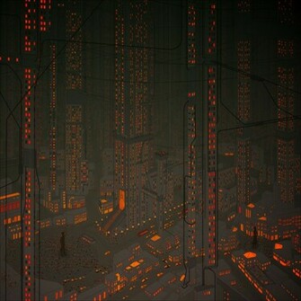 Dark Future City Vector iPad Wallpaper