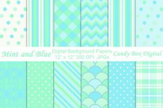 Mint And Blue Digital Papers Patterns On Creative Market
