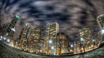 Wallpaper Chicago Buildings Skyscrapers Night
