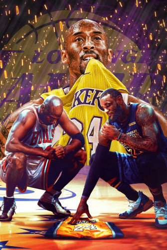 Kobe Bryant Lebron James Nba Basketball S Framed Stretched