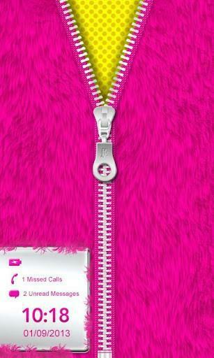 Pink Fur Zipper Lock Screen Xl App For Android