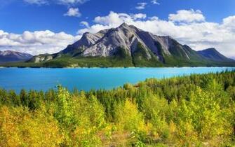 Wallpaper Abraham Lake Summer Mountain Blue