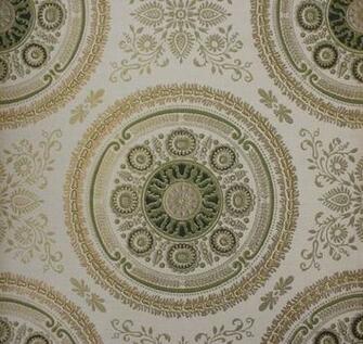 Green And Gold Medallions Damask Vintage Wallpaper Made In England
