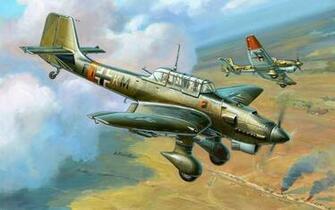 Two Ju Stukas Make A Diving Attack HD Wallpaper Background