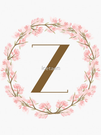 Floral Letter Z Monogram Pretty Watercolor Sticker By
