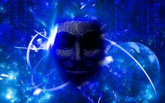 Abstract Blue Anonymous Matrix Binary Code Wallpaper